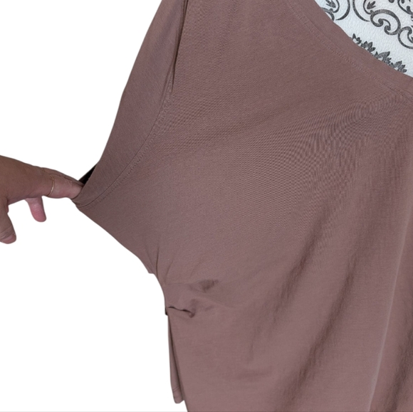 Athleta Outbound V Neck Tee Shirt Rustic Beige Supima Cotton Women's Plus 2X - Picture 2 of 13